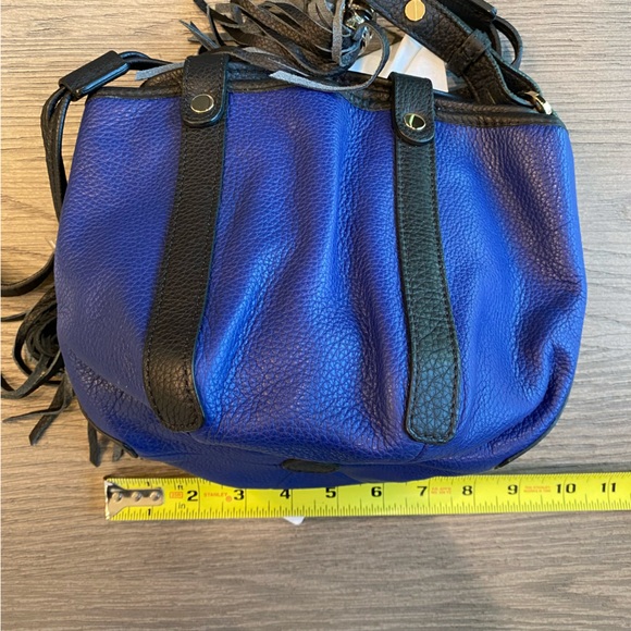 NWT See by Chloe Electric blue and black Crossbody shoulder leather bag tassels - Picture 10 of 14